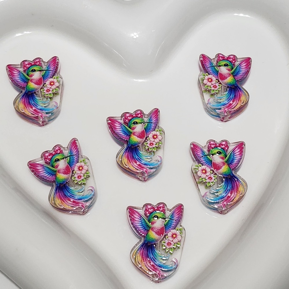 Hummingbird Beads 2 Pcs Focal Beads Bird Colorful Beaded Pen Jewelry Making